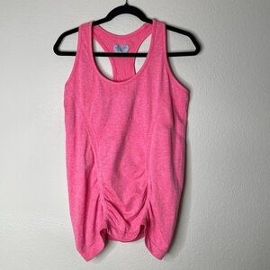 Athleta racerback tank top pink ruched sides Sz large EUC